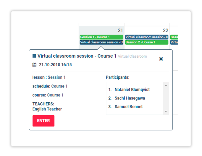 Press the Enter button tp access the online session