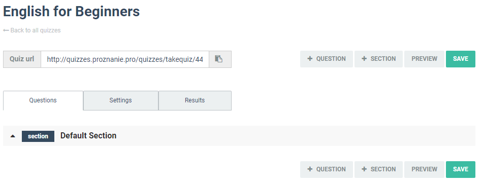 Options of a quiz