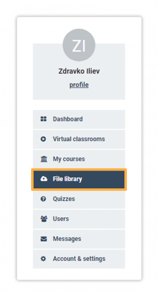 Virtual Classroom file library Upload files from the File library