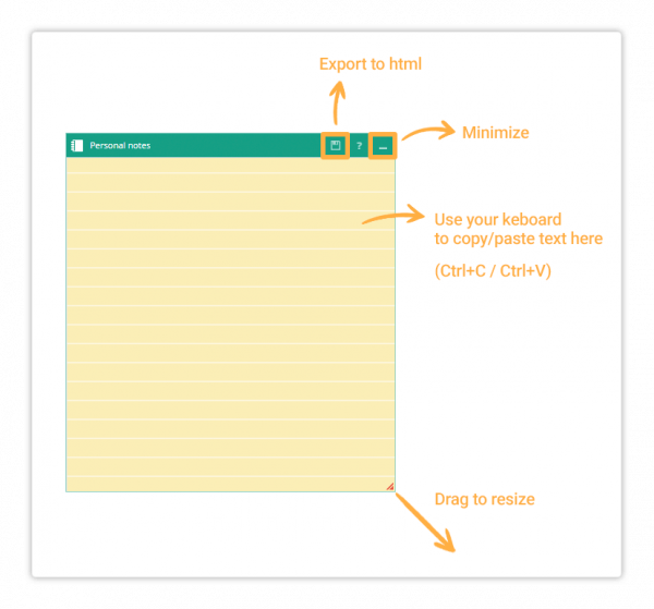 Virtual Classroom personal notes The personal notes allow you to take notes during the lesson as they're private and only for you to see