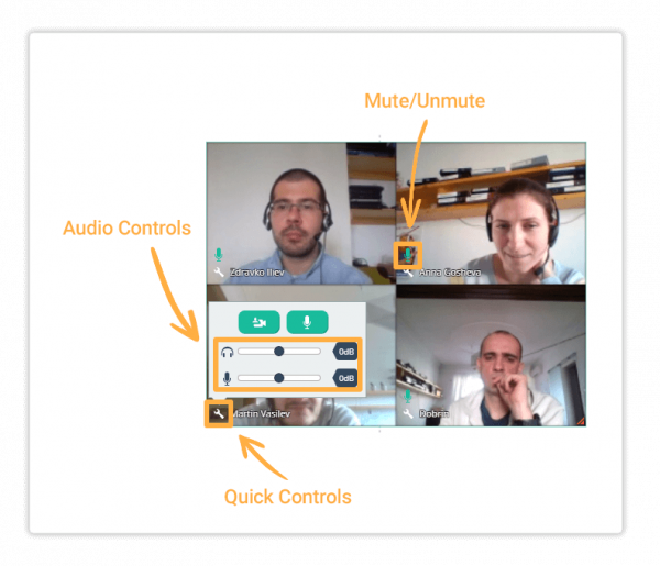 Virtual Classroom sound controls Mosaic video in the room