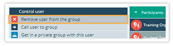 Remove user from the group will remove the student to from your group You can remove a user from the group you are currently n