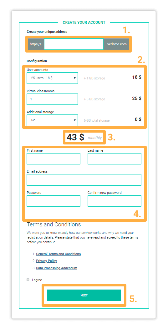 Fill in your details in the Account Creation window to continue with the purchase