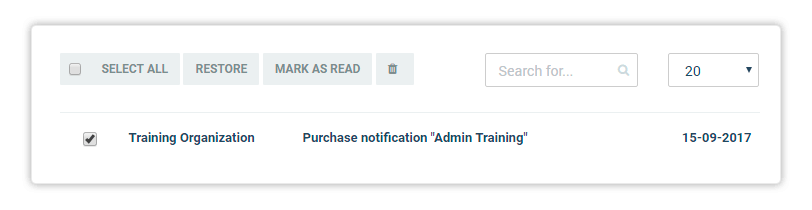 Purchase notification message