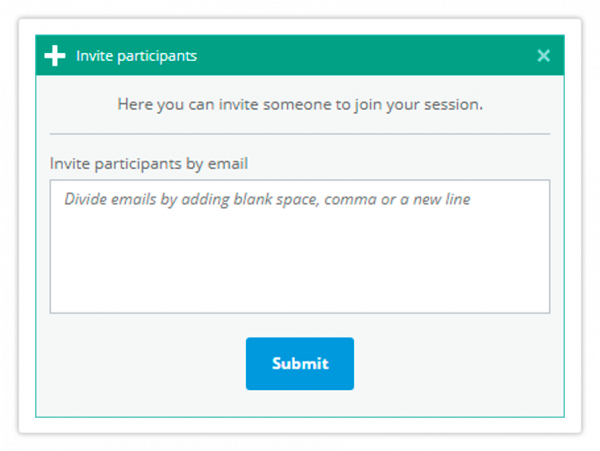 Clicking Submit will send the invitations Input their email address and click Submit to send the invitations