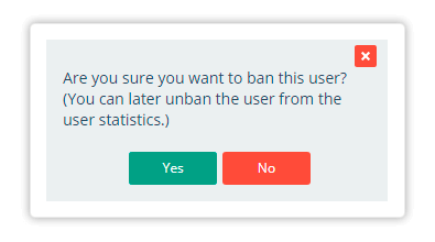 Click Yes to ban a student from your Virtual Classroom You can ban a student from your lesson by clicking Yes or No accordingly
