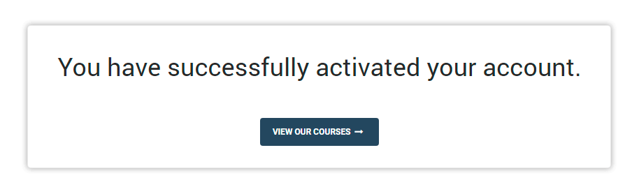 LMS Registration Account successfully activated