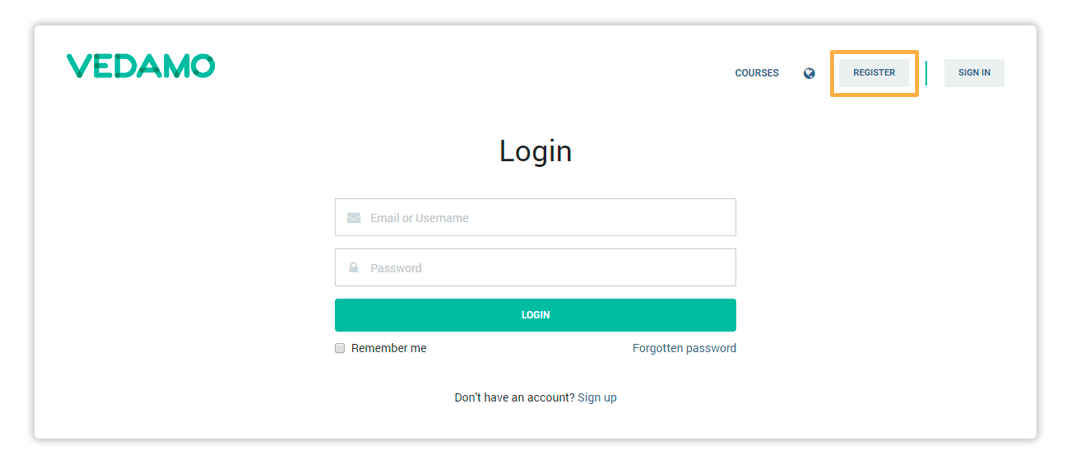 LMS Registration LMS Registration for users button