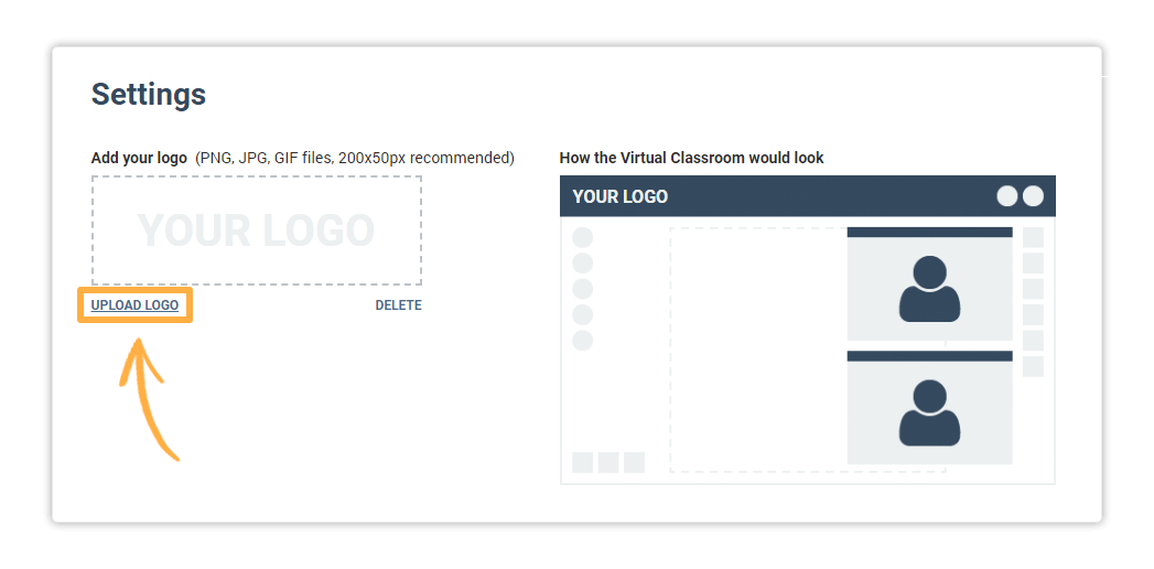 You can customize your room with your own company logo