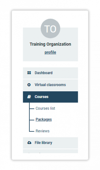 Learning Management System Create a Package Packages sub-menu allows you to create a package in an LMS