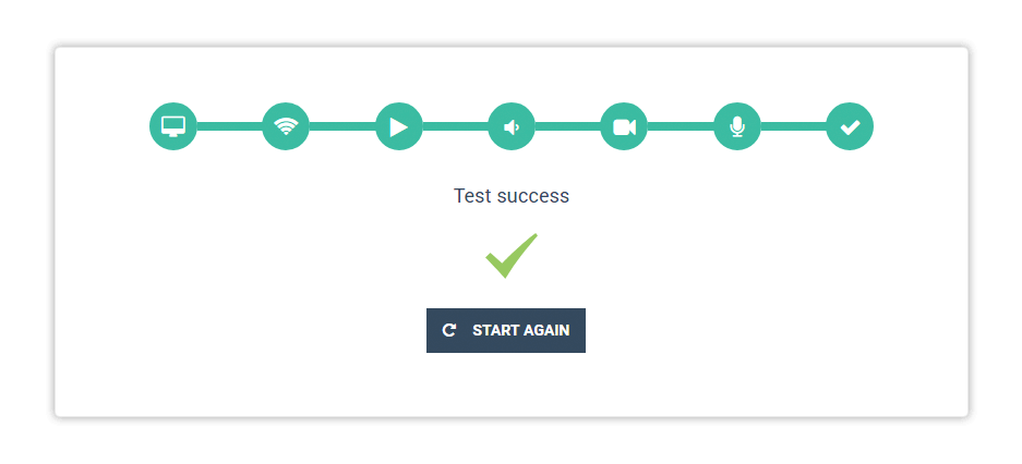 System Check Success Press Start Again to start the System Check from the very start