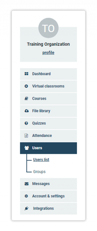 LMS Users administration LMS Users administration location