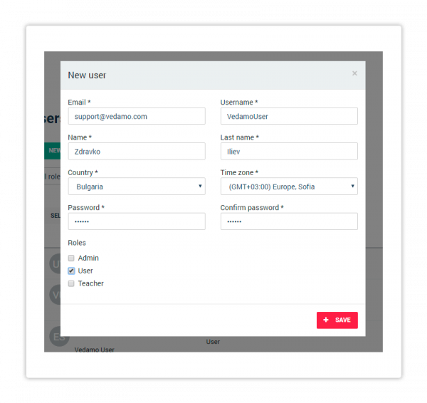 LMS Users administration Create new user