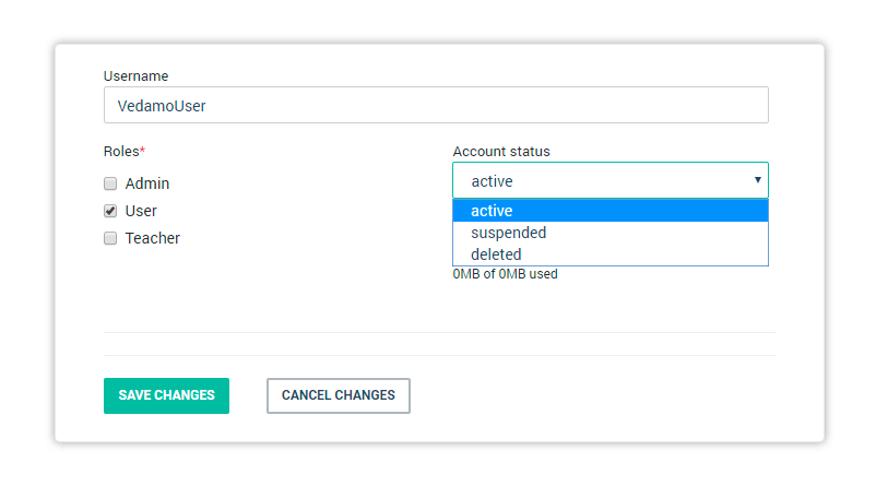 LMS Users administration Account status