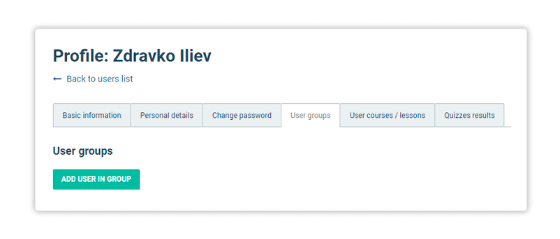 LMS Users administration User Groups