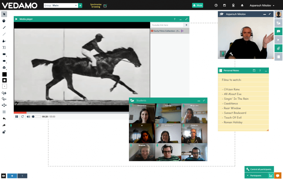 Image of Virtual Classroom with teacher and students