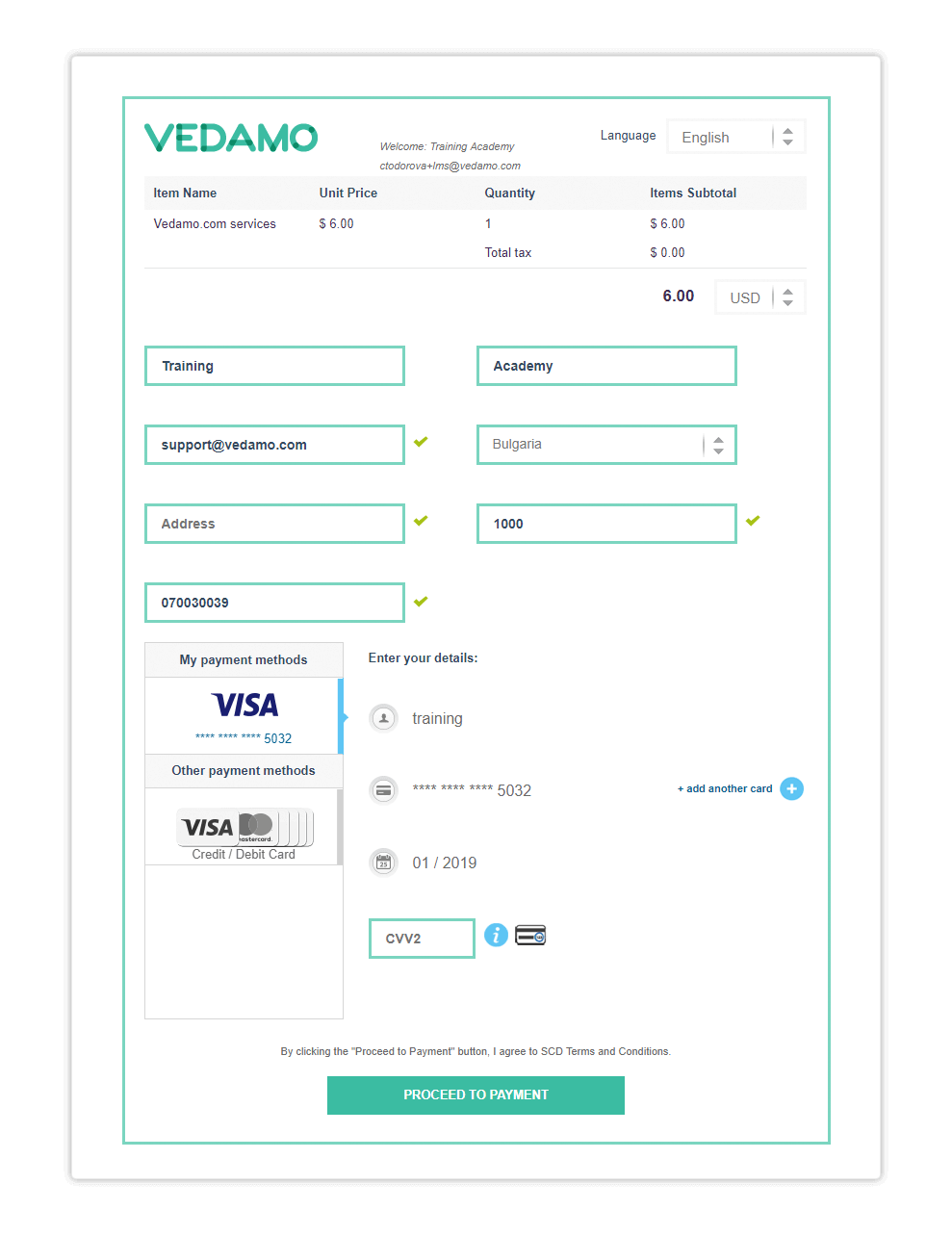 Proceed to payment Once ready, click on Proceed to payment to finish your payment