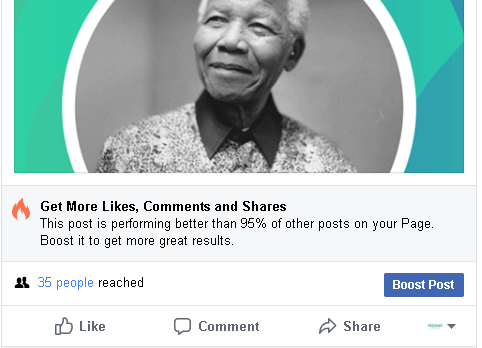 Facebook post with Nelson Mandela