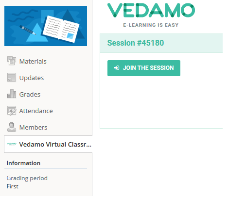 Schoology virtual classroom plugin for students: Join the session Schoology virtual classroom plugin for students: Join the session
