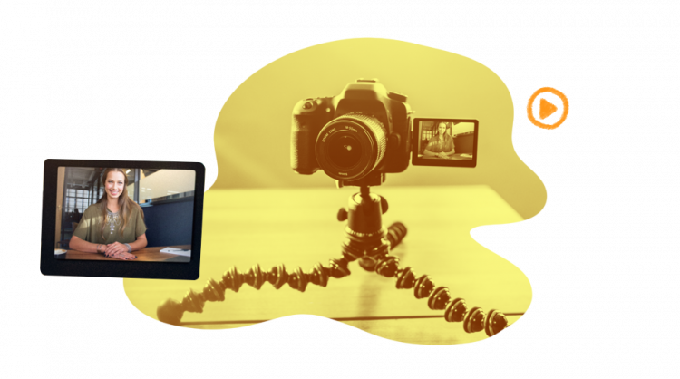 Create engaging videos for online training An image of tablet and camera in the context of how to create engaging videos for online training