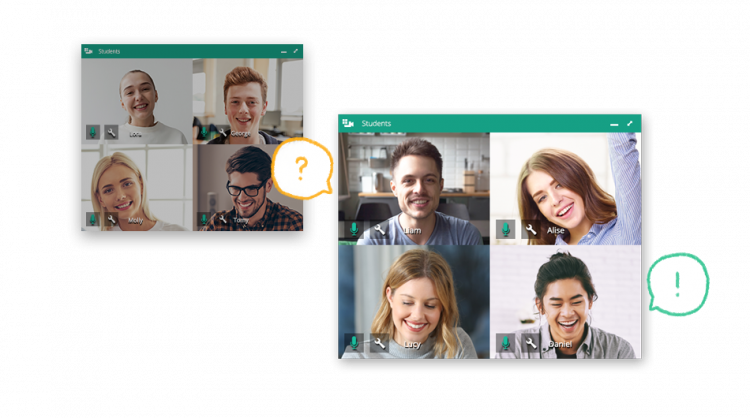 Virtual classroom management tip: Include everyone and encourage questions Screenshot of web conferencing session in the context of virtual classroom management tips