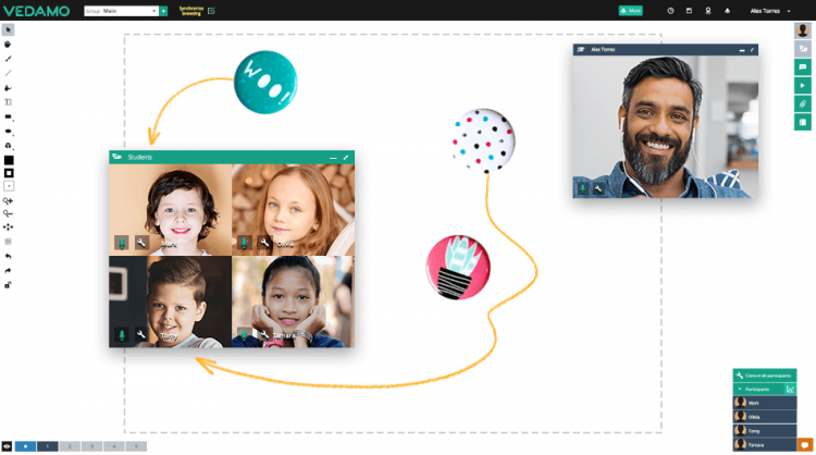 Screenshot of online session in the virtual classroom in the context of virtual classroom management tips