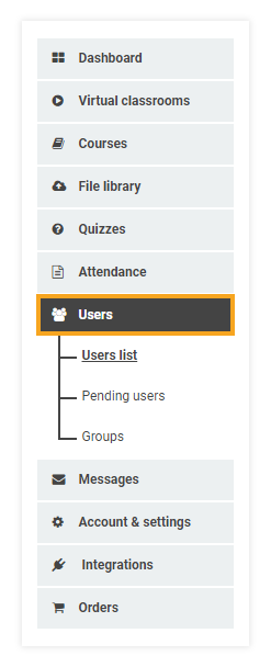 How to delete an account in the Vedamo LMS: Users tab