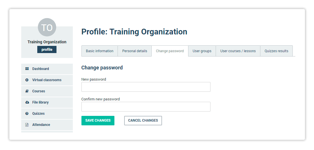 You can change your password from the change password tab Change your Vedamo password in the Change Password tab located in the LMS account and settings page