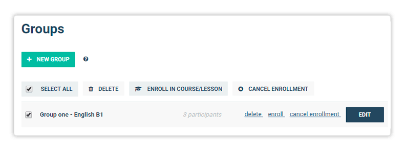 Select the group and Enroll it Again click the box on the left for additional options