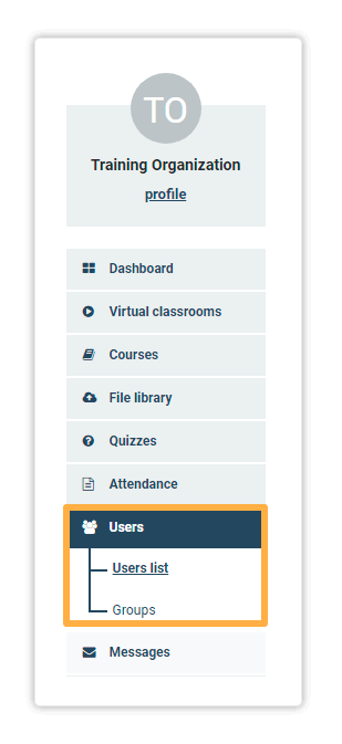 Users menu allows you to add participants in your LMS course Go to the Users menu to add participants in your LMS course