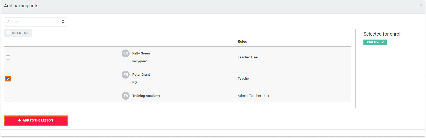 Add a teacher Add teachers, lessons and sections in LMS: Select a teacher from the list of teachers