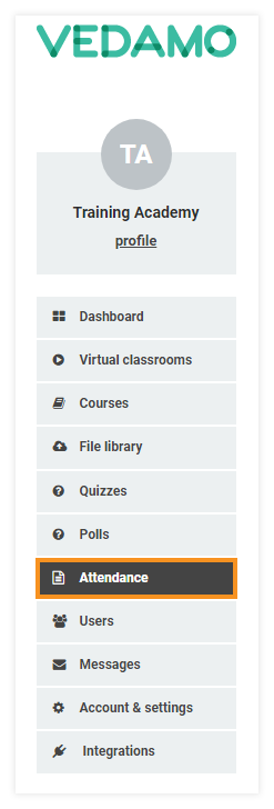 LMS Attendance menu LMS Attendance Report: Go to the menu on your left side and select the Attendance menu