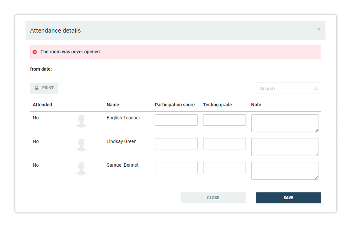 LMS Attendance Report LMS Attendance Report and summary of opened rooms