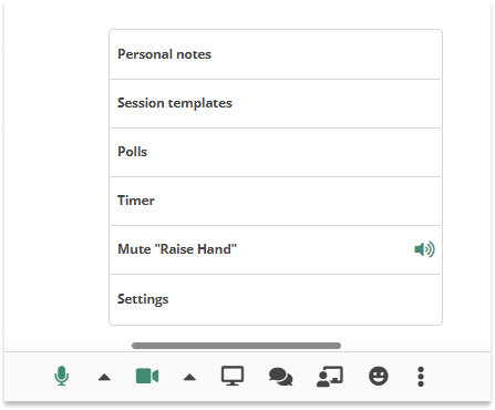 Virtual Classroom Functional Windows: The Functional Tabs in the virtual classroom located at the bottom of the screen
