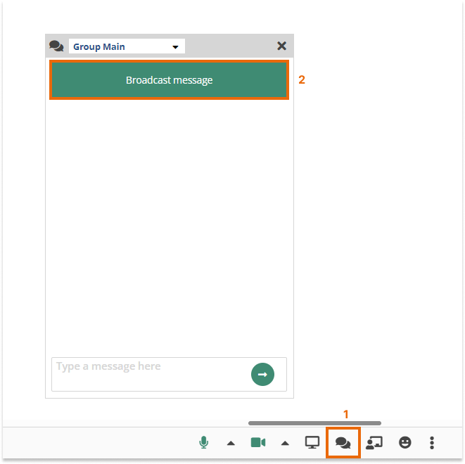 Virtual Classroom Functional Windows: Location of the Broadcast messages