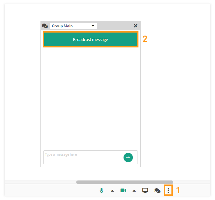 Virtual Classroom Functional Windows: Location of the Broadcast messages 