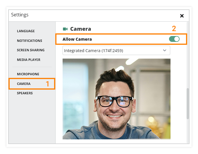 Virtual Classroom Notifications and Permissions: Camera Settings
