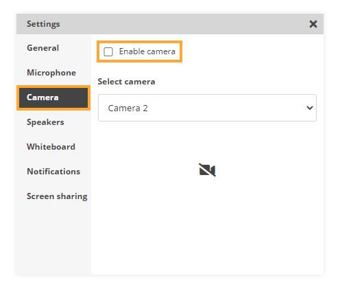 Virtual Classroom Notifications and Permissions: Camera Settings