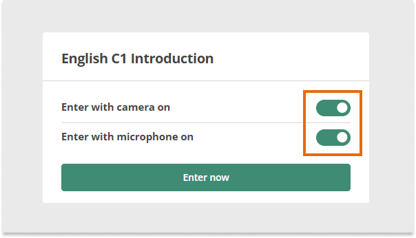 Enter the Virtual Classroom as a student: Choose whether to use (or not) camera/microphone