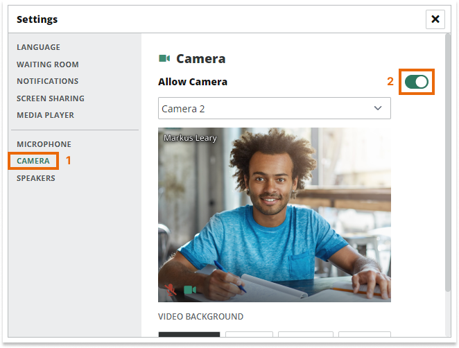 Virtual Classroom Notifications and Permissions: Camera Settings