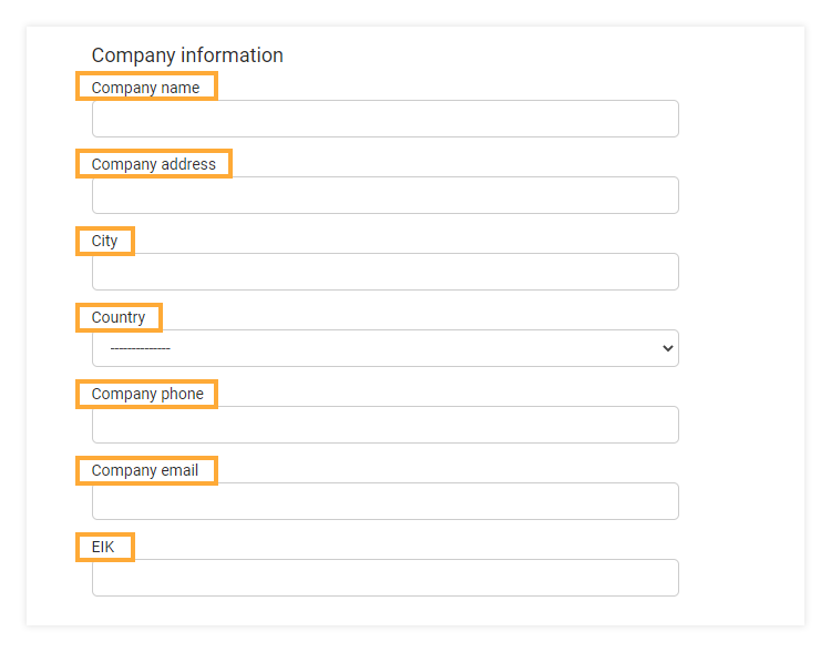 Account and Settings - General Information: You can upload your company's details.