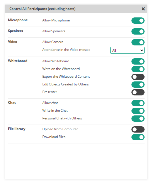 Virtual Classroom Notifications and Permissions: Participant's Settings and Permissions
