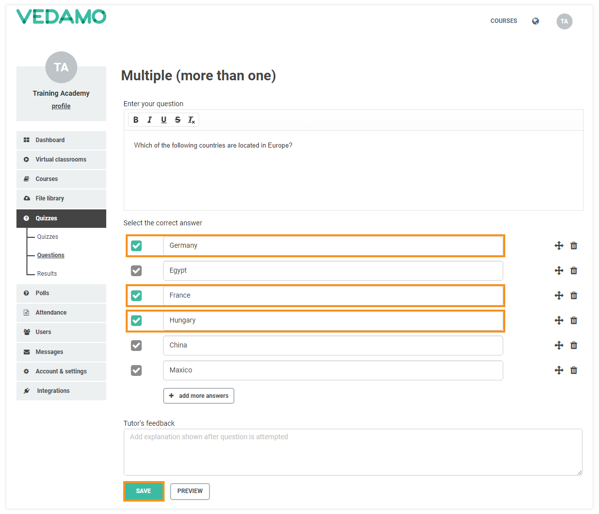 LMS Quizzes - Creation and Settings: Multiple-choice questions with more than one correct answer