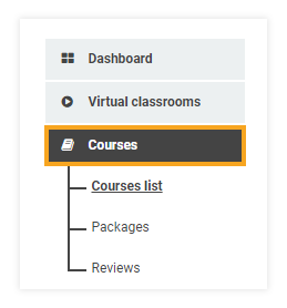 How do I add participants to my course: Courses list menu