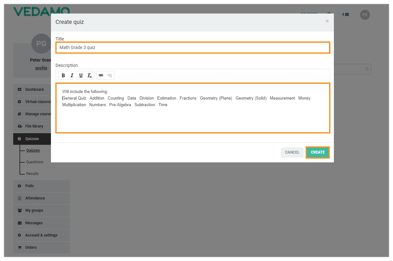 LMS Quizzes - Creation and Settings: Add a title/description of the quiz