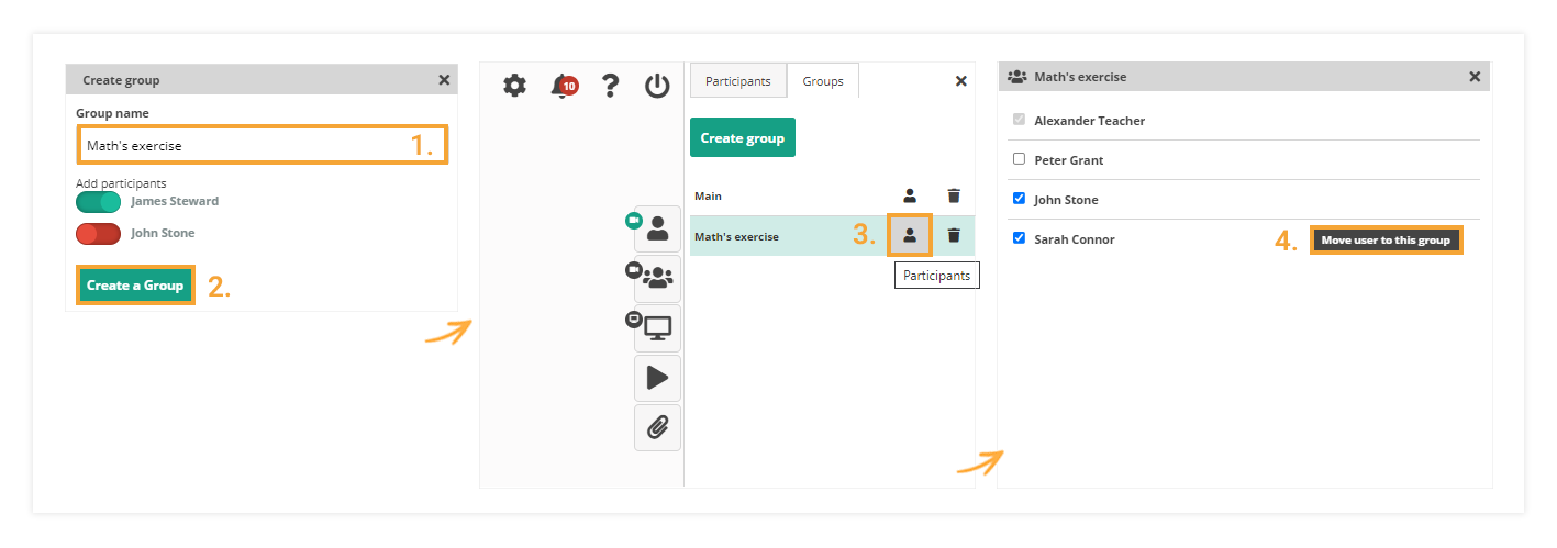 Create groups and add participants to groups in the Virtual Classroom Virtual Classroom Breakout Rooms Creation