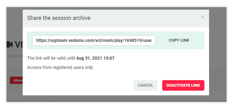 Interactive recordings: deactivate archive link option