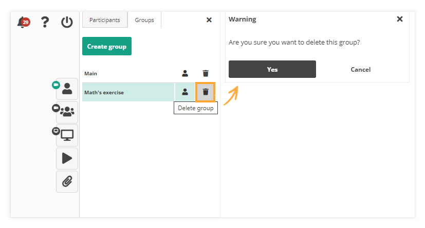 Delete a Group in the Virtual Classroom