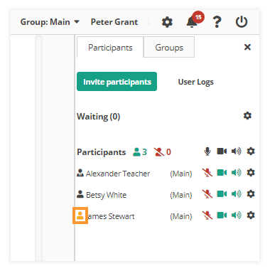 Participant Controls in the Virtual Classroom: Distracted participant icon