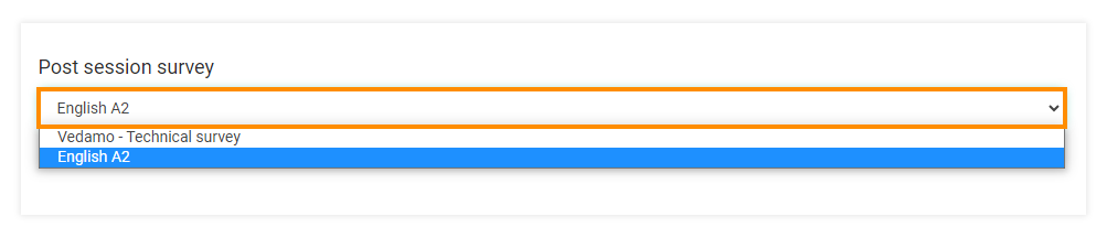 Virtual classroom advanced settings: Post session surveys